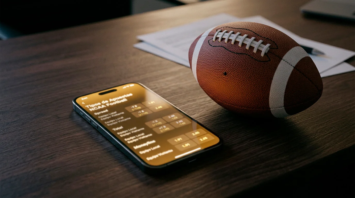 Tipos de apuestas en NCAA football: spread, moneyline y totals
